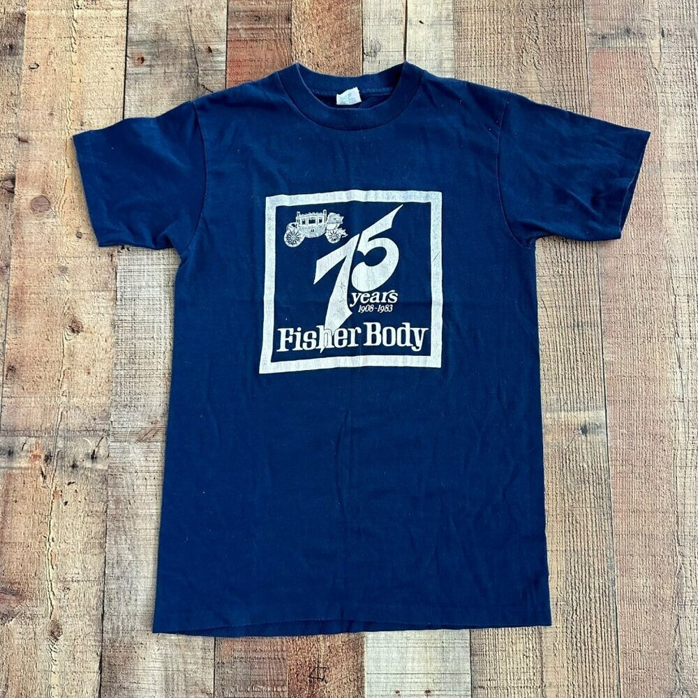 Sandy T Women's Size M Vintage 1983 Fisher Body 75 Yrs Single Stitch TShirt Tee